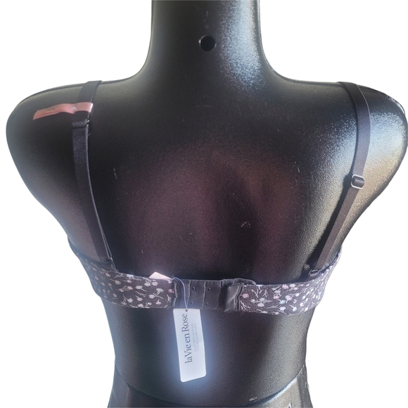 La Vie En Rose Black Floral Print Bra 38C - Picture 3 of 4